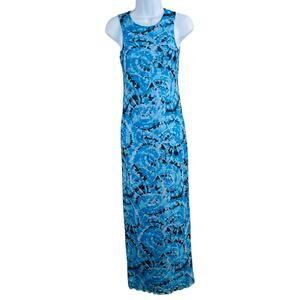 Something New Serena Blue Tie Dye Mesh Maxi Dress NWT XS Cybercore Indie Sleaze